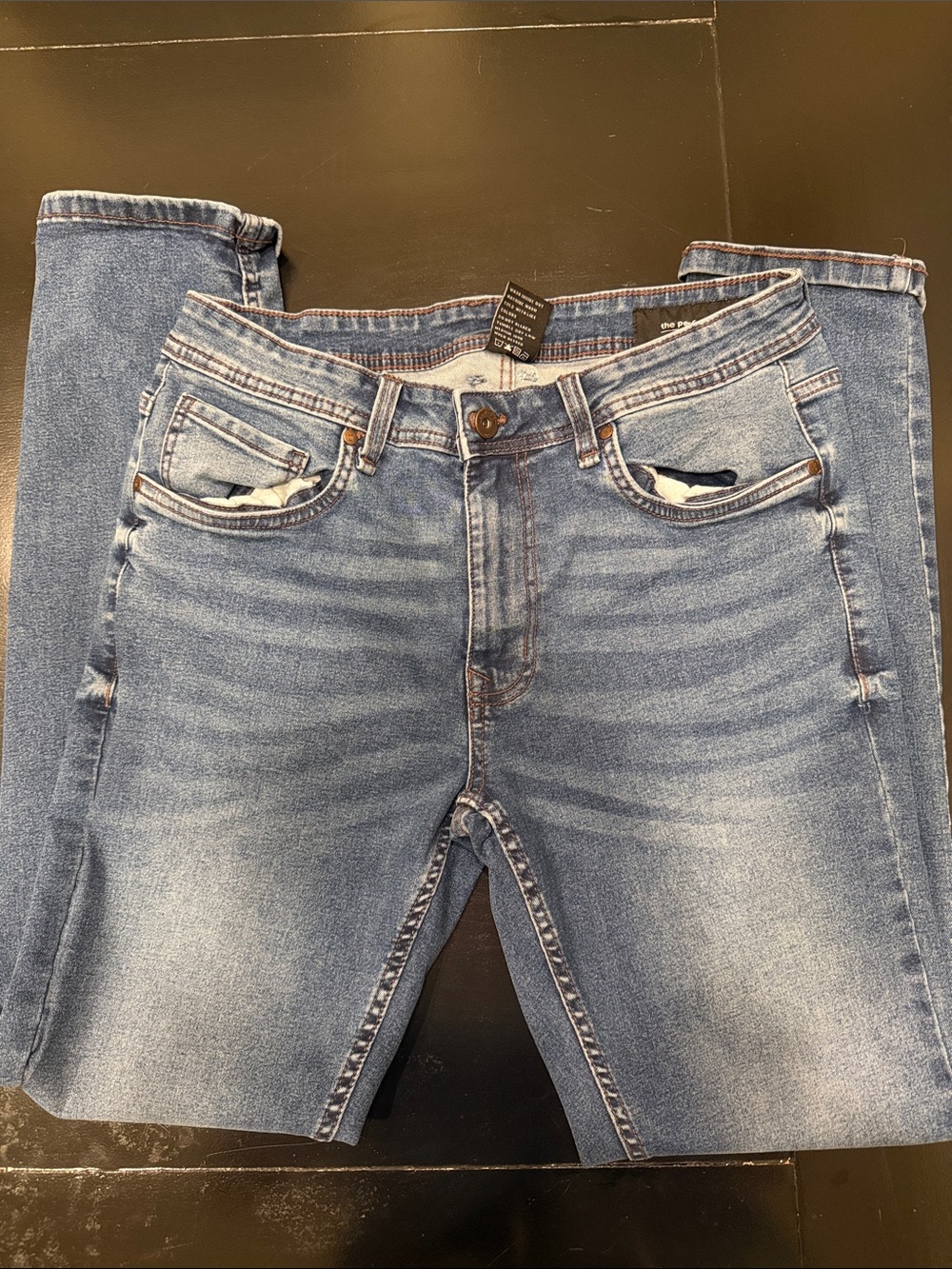 Slim Straight Men's Washed Blue Jeans